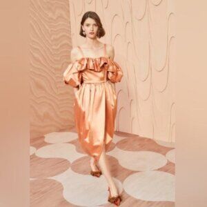 NWT ULLA JOHNSON FW23 COLLECTION Lelita Satin Dress in Copper XS $1,290